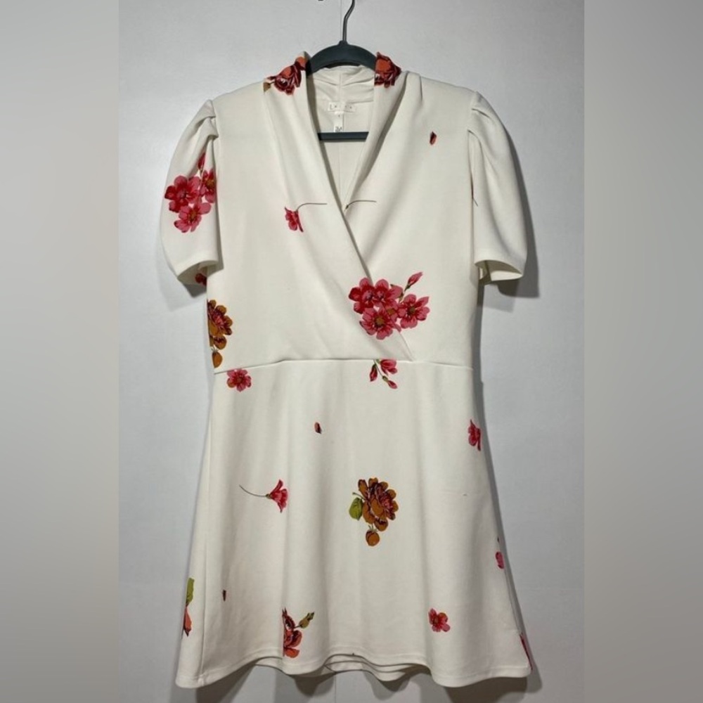 Leith beige floral fold‎ over bodice dress size large